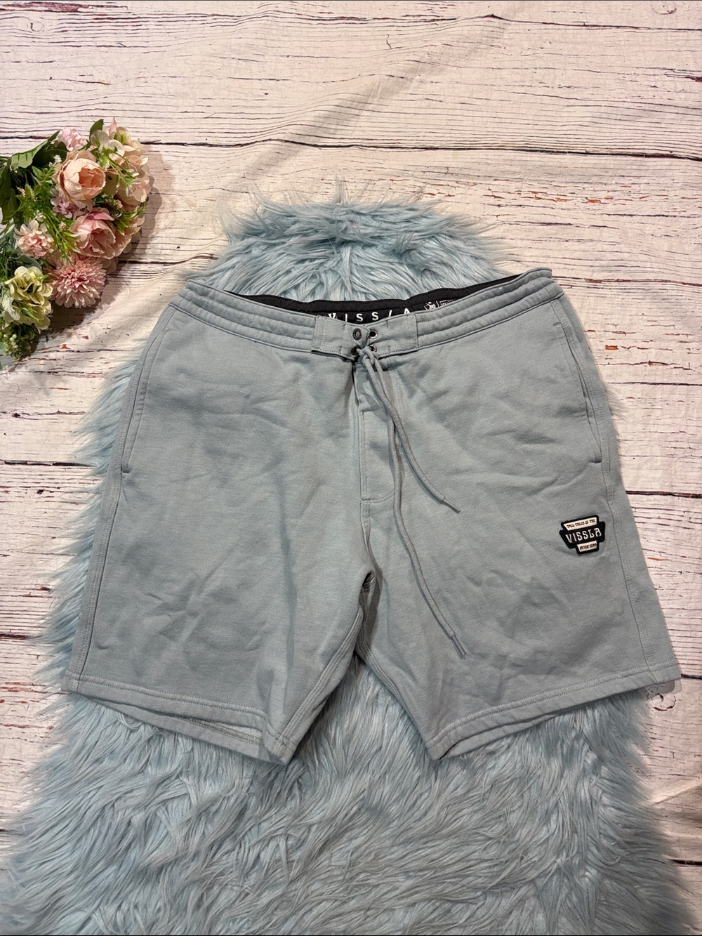 Vissla Walking Blue Terry Pull On Lace Up Shorts
